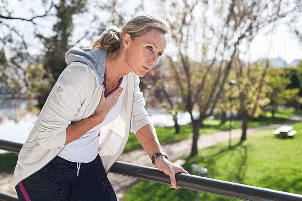 Women with heart disease may experience difficulty breathing or feeling breathless
